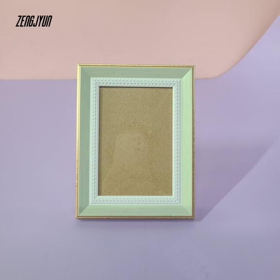 ZENGJYUN Picture frames Mint Green with Gold Edge, Suitable for 5x7 inch Photos, for Desktop or Hanging Display