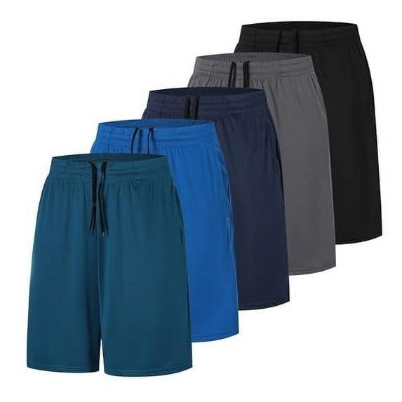 ZENGVEE 5 Pack Men's Sport Shorts Gym Athletic Shorts with Two Pockets Quick Dry for Jogger,Trainning,Workout