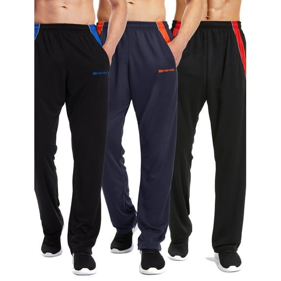 ZENGVEE Men's Sweatpants with Zipper Pockets Open Bottom Athletic Pants for Jogging, Workout, Gym, Running, Training