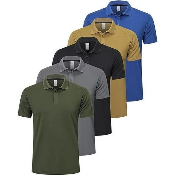 ZENGVEE Mens Polo Shirts Moisture Wicking Short Sleeve Performance Quick Dry Athletic Golf Shirts