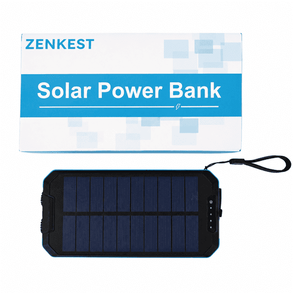 ZENKEST 49800mAh Solar Power Bank with 15W Wireless Charging, Built-in 4 Cables, Portable Battery Pack with Dual LED Flashlights, Multiple Outputs & Inputs, Fast Charging Charger for Camping Hiking