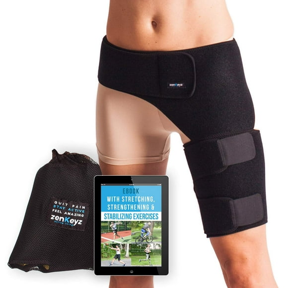 ZENKEYZ, Groin Support and Hip Brace for Men & Women, Black, Non-Slip Design, 1 pc