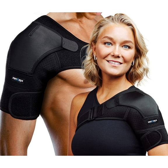 ZENKEYZ, Shoulder Brace for Men & Women, Black, Copper Compression, 1 pc, S/M