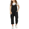 thumbnail image 1 of ZENMELE Girls Romper Solid Color Bodysuits Girls Casual Sleeveless Jumpsuits Spaghetti Strap Loose Overalls Rompers Long Pants With Pocket 1 Piece Overalls 8Y-9Y, 1 of 8