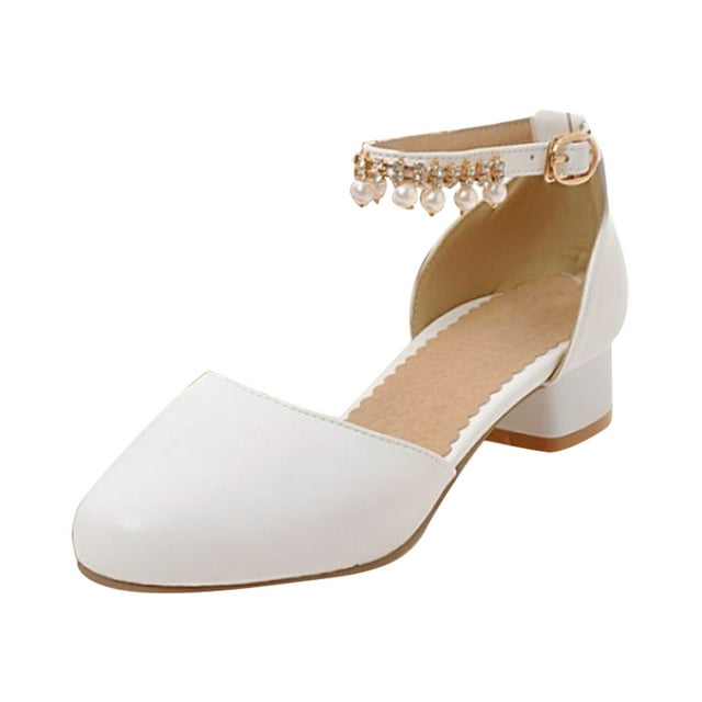 ZENMELE Girls Sandals Rhinestone Shoe Girls Mary Jane Dress Shoes Pumps ...