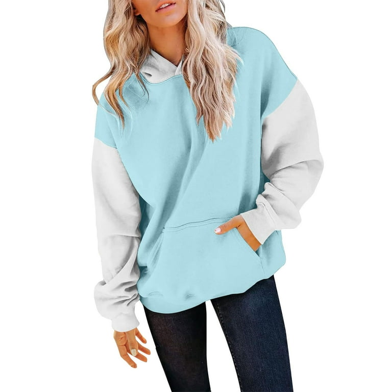 ZENMELE Hoodies For Womens Fall Sweatshirts Crop Hoodie Long Sleeve Shirt Colorblock Winter Clothes With Pocket Walmart