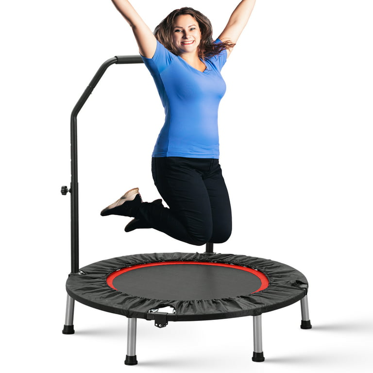 ZENOVA 40 Mini Trampoline for Adults and Kids Fitness, Indoor Trampoline  Rebounder with Adjustable Foam Handle for Bounce Workout Max Load 330lbs