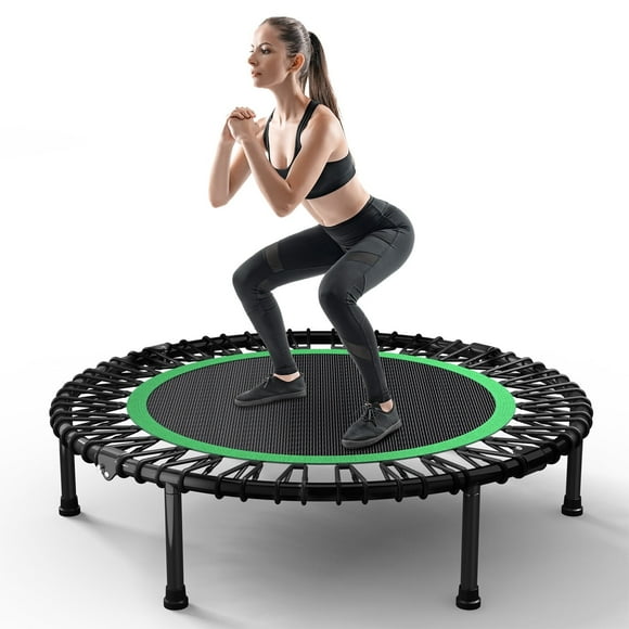 ZENOVA 40" Rebounder Trampoline for Adults with Bungee Cords, Portable Fitness Exercise Mini Trampoline, Small Rebounder Indoor/Outdoor, Quiet Workout Equipment, 450lbs, Green