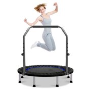 ZENOVA 48" Mini Fitness Trampoline Rebounder with Adjustable Handle Bar, Indoor Exercise Trampoline for Adults & Kids, Max Load 440 Lbs