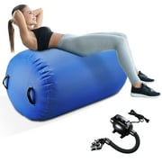 ZENOVA Air Roller Back Handspring Trainer, Air Barrel Gymnastics Equipment, Inflatable Tumbling Mat with Electric Pump for Yoga(Blue)