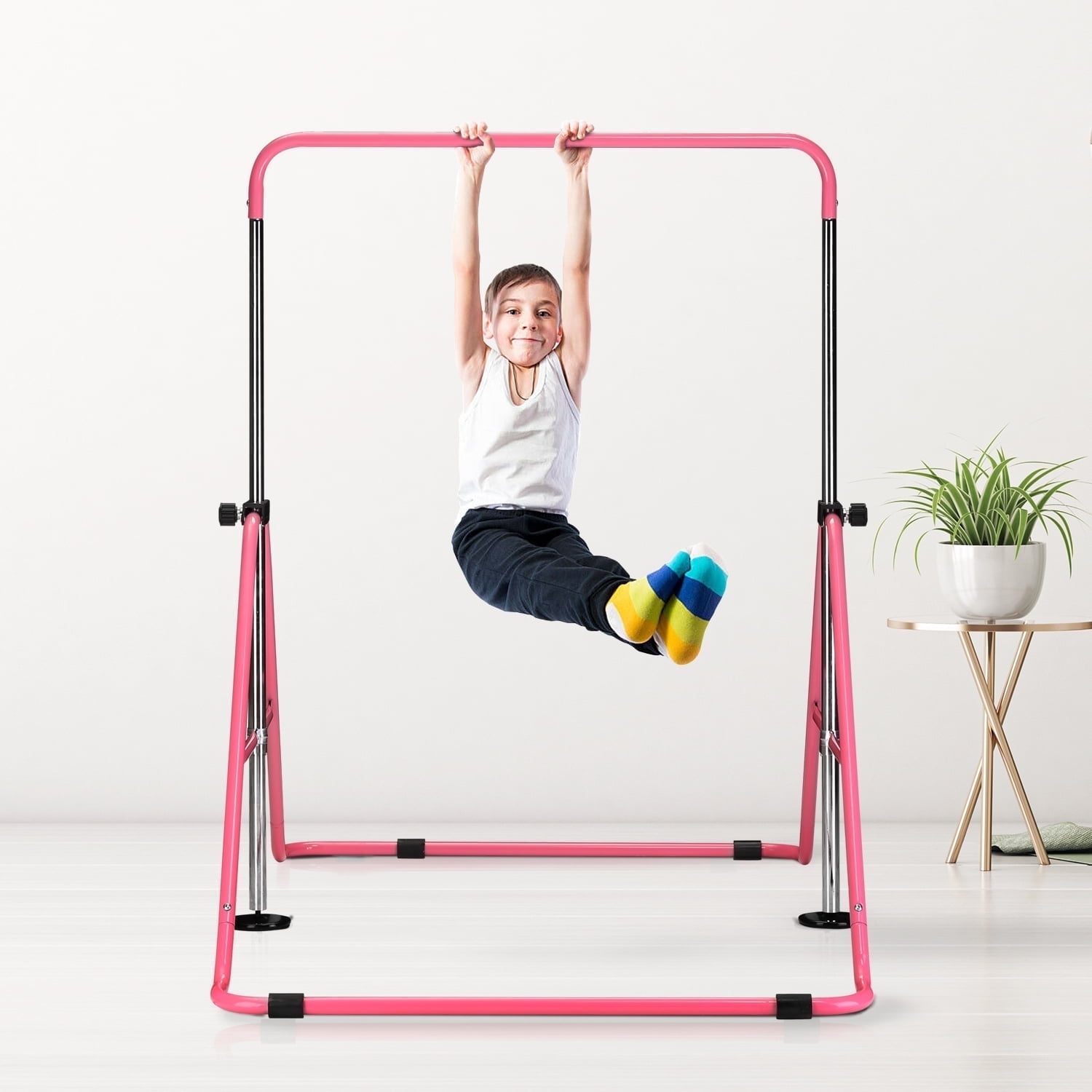 ZENOVA Toddler's Foldable Gymnastic Bars, Adjustable Height, Home