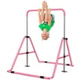 thumbnail image 1 of ZENOVA Gymnastics Bars for Kids, Adjustable Height Gymnastic Equipment Horizontal Bar, Junior Monkey Bar Training for Kids (Pink), 1 of 8