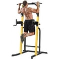 thumbnail image 1 of ZENOVA Height Adjustable Power Tower Squat Rack Pull-Up Bars Dip Stands Strength Training Equipment for Home Gym, Yellow, 1 of 7