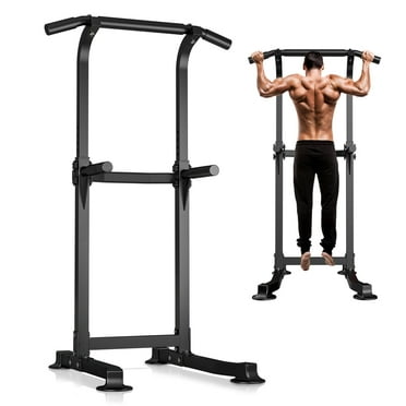 ZENOVA Power Tower Pull Up Bar, Pull Up Bar Station Workout Dip Station Height Adjustable Strength Training Equipment 330lbs Weight Capacity, Black