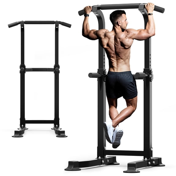 Wesfital Power Tower Pull Up Bar, Pull Up Bar Station Workout Dip Station Height Adjustable Strength Training Equipment 330lbs Weight Capacity, Black