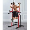 thumbnail image 1 of ZENOVA Pull Up Bar Adjustable Power Tower Squat Rack Dip Stands Strength Training Equipment for Home Gym, Red, 1 of 5