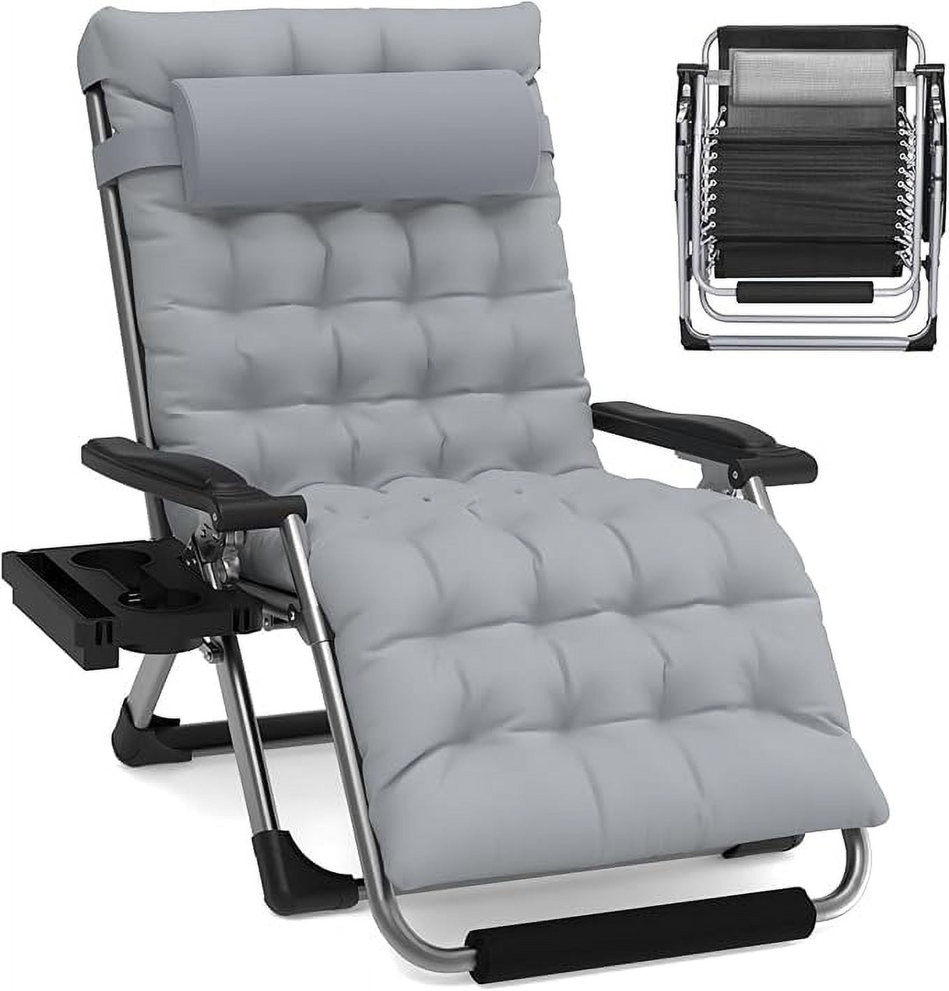 ZENPETIO 33in 500lbs Oversized Zero Gravity Chair w/Removable Cushion ...
