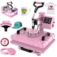 thumbnail image 1 of ZENPETIO 5 in 1 Heat Press Machine 12x15" T-Shirt Pressing Machine 360° Swing Away Sublimation Heat Press Digital Heat Transfer w/ 11OZ Tumbler Press for Hat Cap Mug Plate Pink, 1 of 8