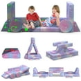 thumbnail image 1 of ZENPETIO 12PCS Modular Foam Kids Couch, Kids Sofa with Blanket, Glow in the Dark Star, for Playroom, Convertible Toddler Couch for Girls and Boys, Pink, 1 of 7