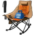 thumbnail image 1 of ZENPETIO Oversized Capacity Outdoor Heated Rocking Chair with 3 Heat Levels, Portable Folding Heated Camping Chair for Camp, Lawn, Sports, Winter Use (Battery NOT Included) Khaki, 1 of 11