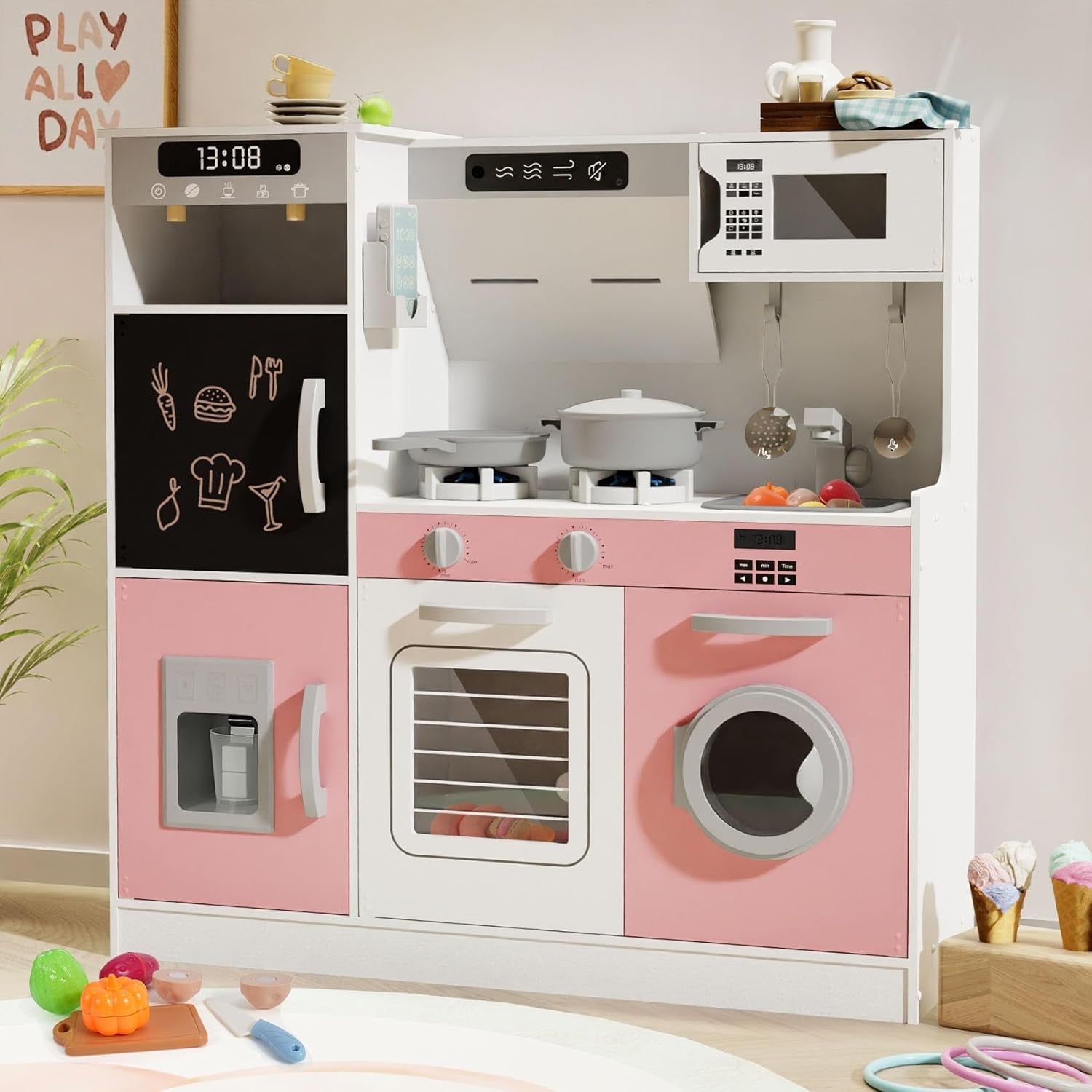Wooden Kids Play Kitchen Toy Kitchen Set, Toy Kitchen Set