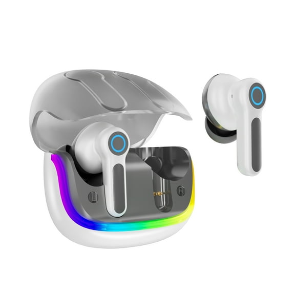 ZENPLOT TWS Wireless Earbuds Bluetooth Headphones, Colorful RGB Ambient Light, Hi-Fi Sound, Quad-Mic ENC Noise Cancellation, Waterproof, Fast Charging, 40-Hours Playback, Compatible with Android/iOS