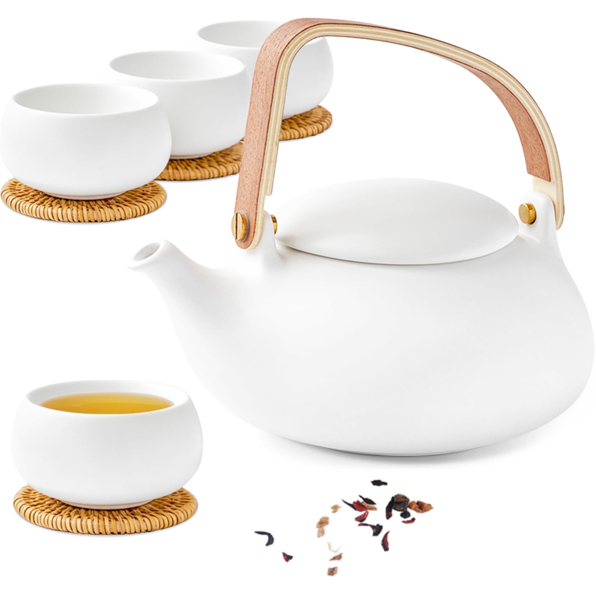 ZENS Japanese Tea Set with Infuser, Modern Bentwood Handle 27 oz