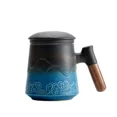 thumbnail image 1 of ZENS Tea Cup with Infuser and Lid, 15.2 OZ Wood Handle Loose Leaf Tea Steeper Mug, Gradient Embossed Ceramic Strainer Mug., 1 of 8