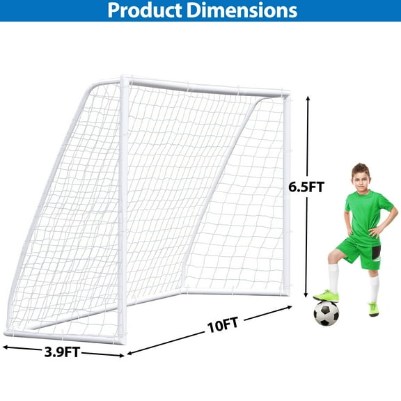 ZENSTYLE 10 Ft Soccer Goal Durable Backyard Soccer Net Weatherproof Soccer Training Equipment White