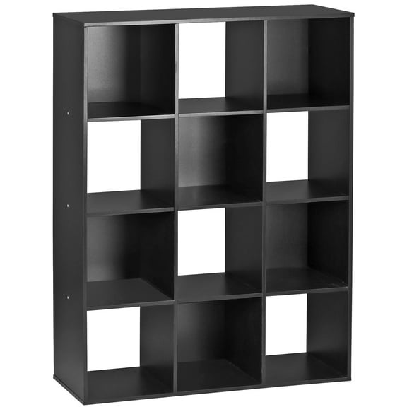ZENSTYLE 12 Cubes Storage Shelves Organizer Bookshelf Display Cabinet for Home Office Black