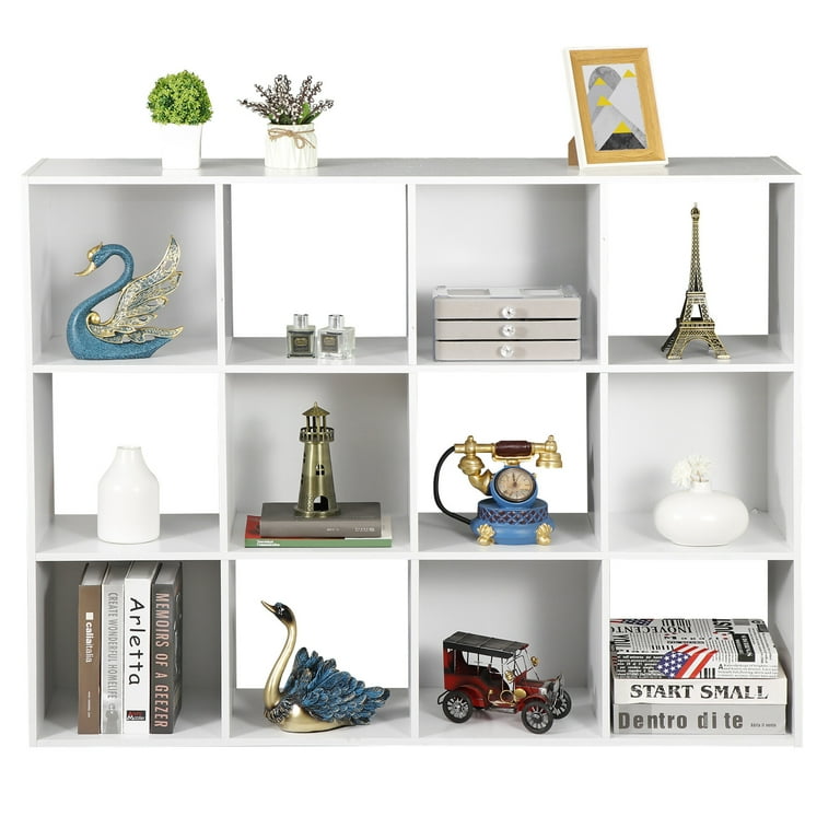 ZENSTYLE 12 Cubes Storage Shelves Organizer Bookshelf Display Cabinet for Home Office White