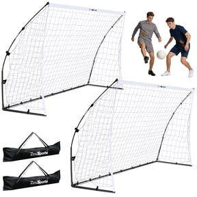 ZENSTYLE Set of 2 12x6 ft Portable Soccer Goal Heavy-Duty Backyard Training Net Fast Setup with Carry Case & Multi-Surface Stakes