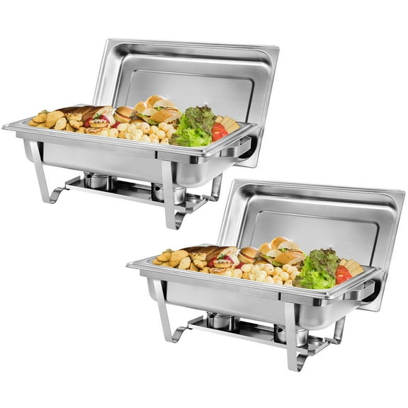 ZENSTYLE 2 Packs 8 Quart Chafing Dish Buffet Trays Chafer Stainless Steel With Warmer For Home Party Durable