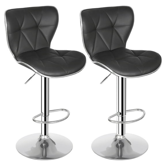 ZENSTYLE 2 Pcs Adjustable Swivel Bar Stools Counter Bar Stools PU Leather with Shell Back