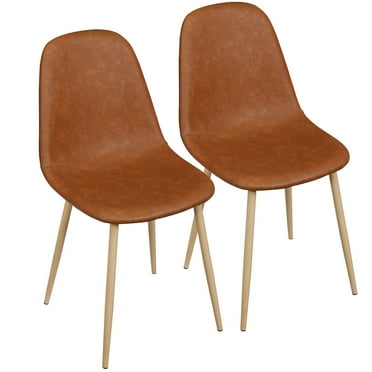 ZENSTYLE 2 Pieces Dining Seats PU Cushion Side Chairs, Brown