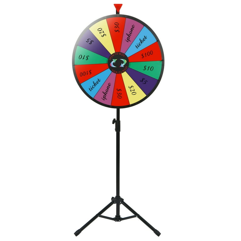 ZENSTYLE 24 Spin Wheel Freestanding Height Adjustable 14 Slots Colorful  Prize Wheel Spinner Game 