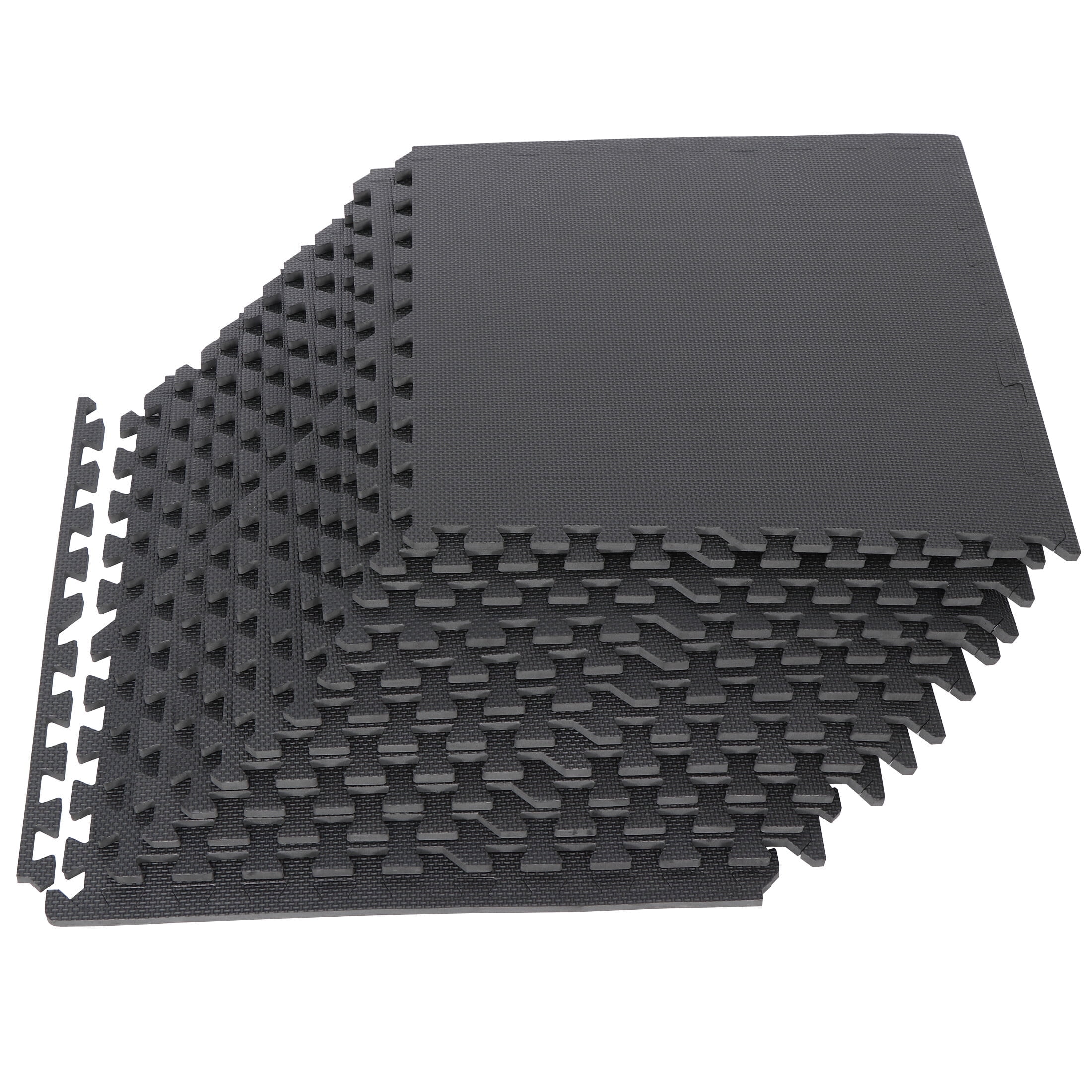 ZENSTYLE 24" X 24" Floor Mat Puzzle Exercise Mat EVA Training Interlocking Tile, 12 Pieces Black