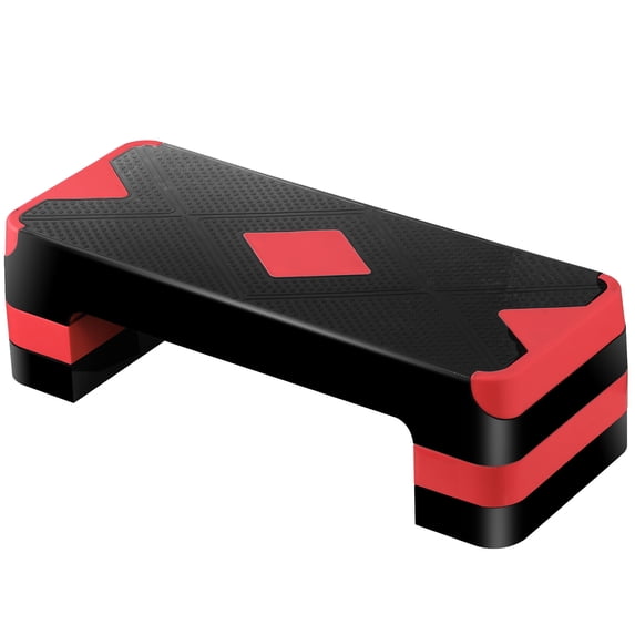 ZENSTYLE 26.5" Adjustable Workout Aerobic Stepper in Fitness & Exercise Step Platform Trainer Stepper w/Risers Red