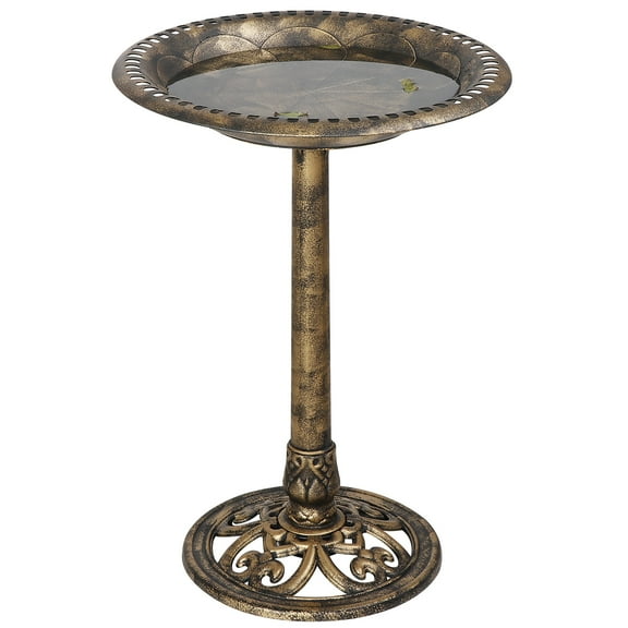 ZENSTYLE 28" H Birdbath Weather Resistant Pedestal Antique Garden Decor Vintage Yard Bird Bath Outdoor