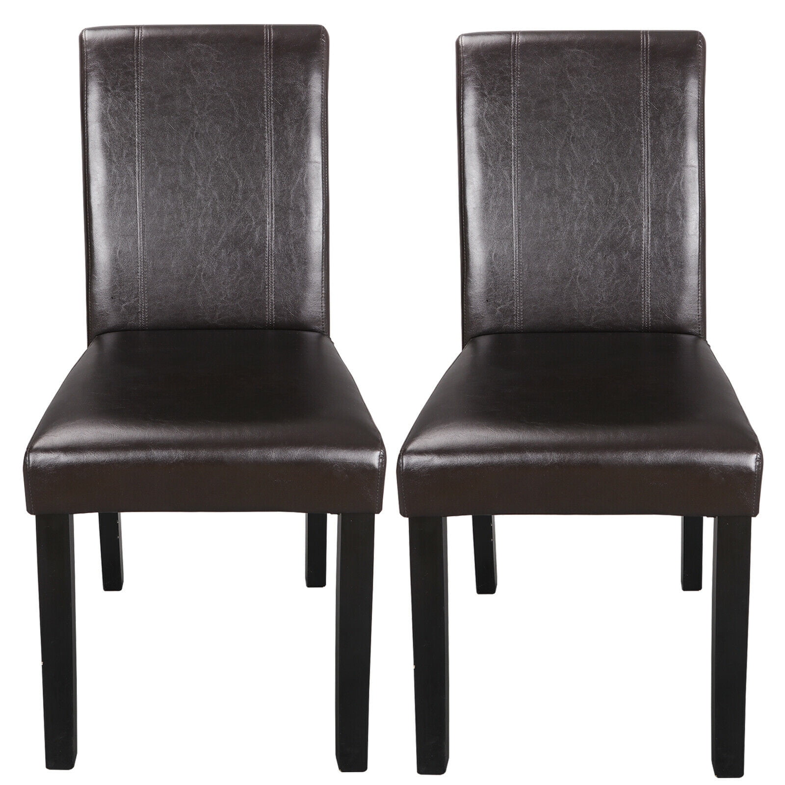Brown Faux Leather Upholstered Parsons Side Chair Set