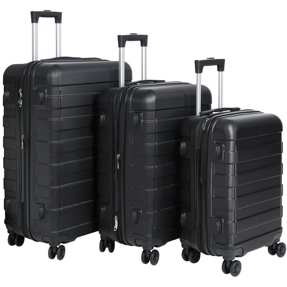 ZENSTYLE 3 Pcs Suitcase Expandable Luggage Set with Wheels ABS Hardside Suitcase Black 21"/26"/30"