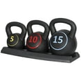 thumbnail image 1 of ZENSTYLE 3-Piece Kettlebell Set with Storage Rack Home Gym Exercise Fitness Weights, 1 of 6