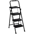 thumbnail image 1 of ZENSTYLE 3 Step Ladder Folding Step Stool Portable Metal Frame Ladder with Tool Tray Wide Non-Slip Pedal, Black, 1 of 9