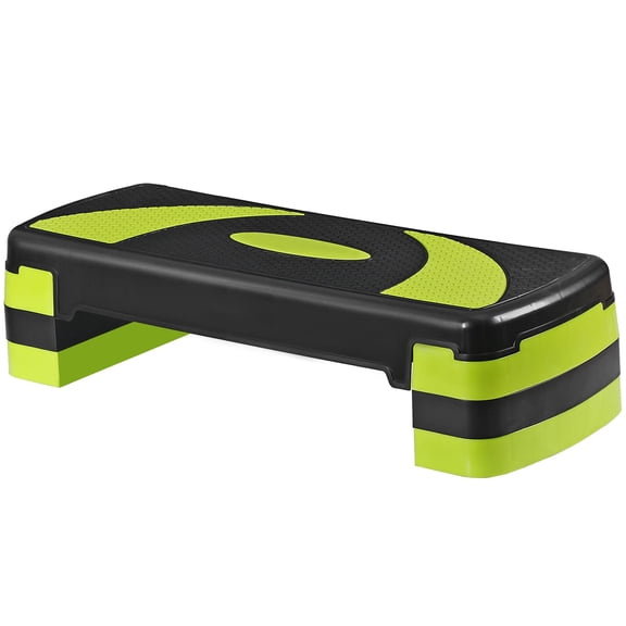 ZENSTYLE 30" Adjustable Workout Aerobic Stepper in Fitness & Exercise Step Platform Trainer Stepper W/Risers Yellow-Green