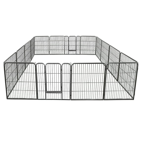 ZENSTYLE 32" Height Foldable Metal Exercise Pen Multiple Shape Pet Playpen 16 Panel Dog Kennel