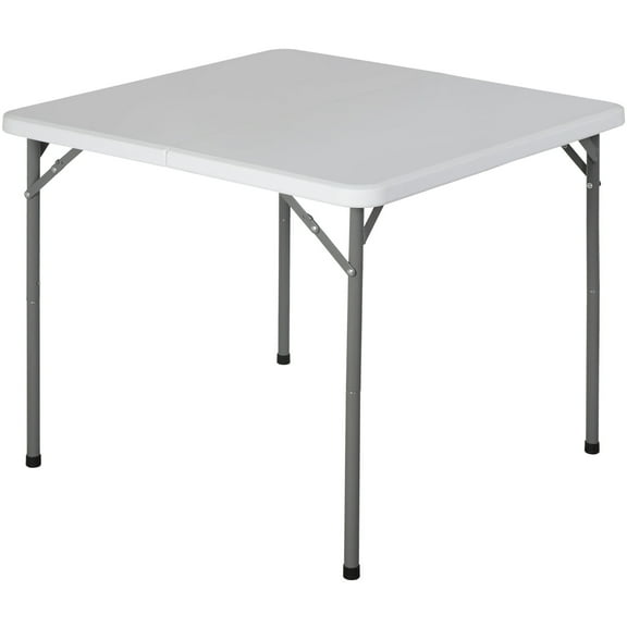 ZENSTYLE 34" Rectangular Foldable Camping Table Metal Frame Out/Indoor Portable Desk, White