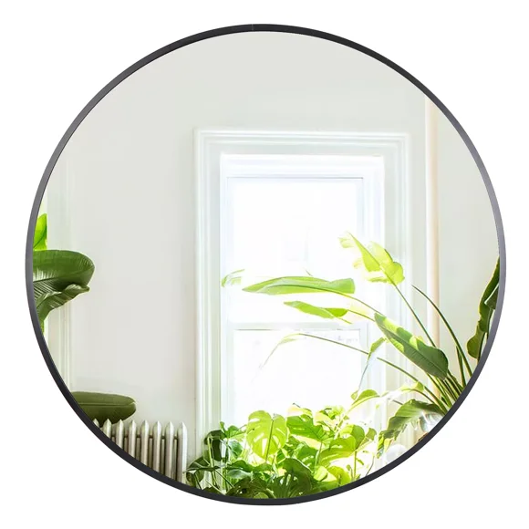 ZENSTYLE 36 inch Round Mirror Large Wall Mirror with Minimalist Metal Frame Black
