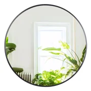 ZENSTYLE 36 inch Round Mirror Large Wall Mirror with Minimalist Metal Frame Black