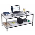 thumbnail image 1 of ZENSTYLE 39" Coffee Table Wood Side End Table with W/2 Tier Storage Shelf for Living Room White, 1 of 8