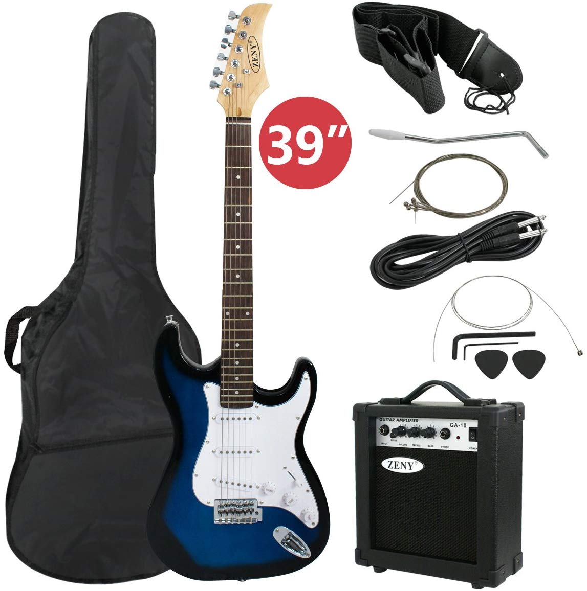 ZenStyle 39in Full Size Electric Guitar Starter Kit Blue photo 1
